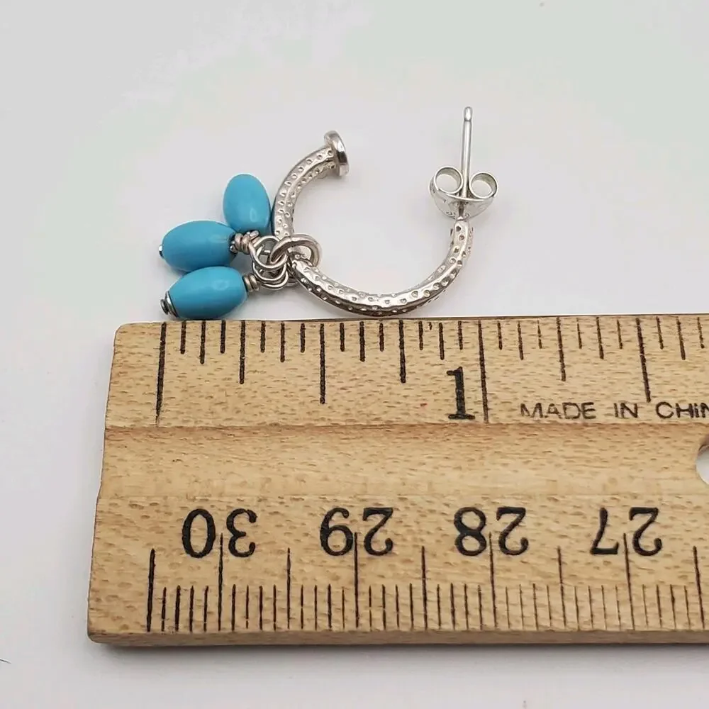 Silpada 925 Sterling Silver Earrings 1/2 Hoops Removable Turquoise Dangles
